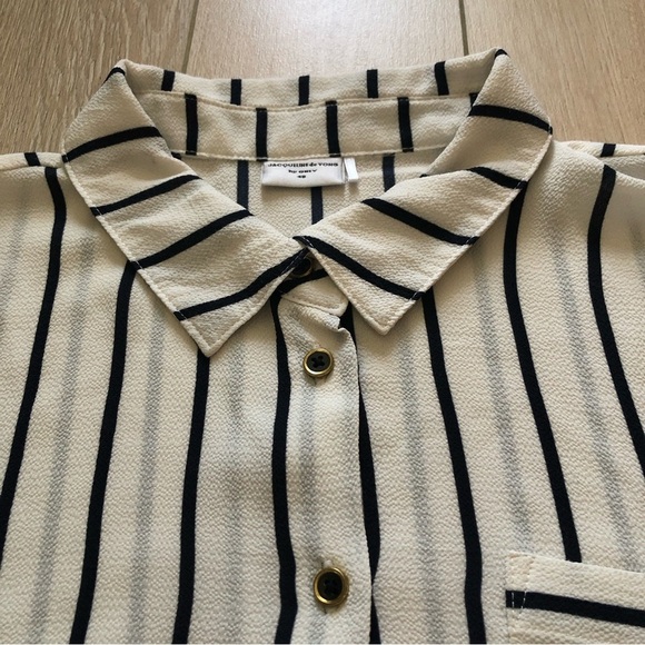 Jacqueline de Yong by Only Cream & Navy Striped Shirt Size 40 Small - Picture 6 of 13